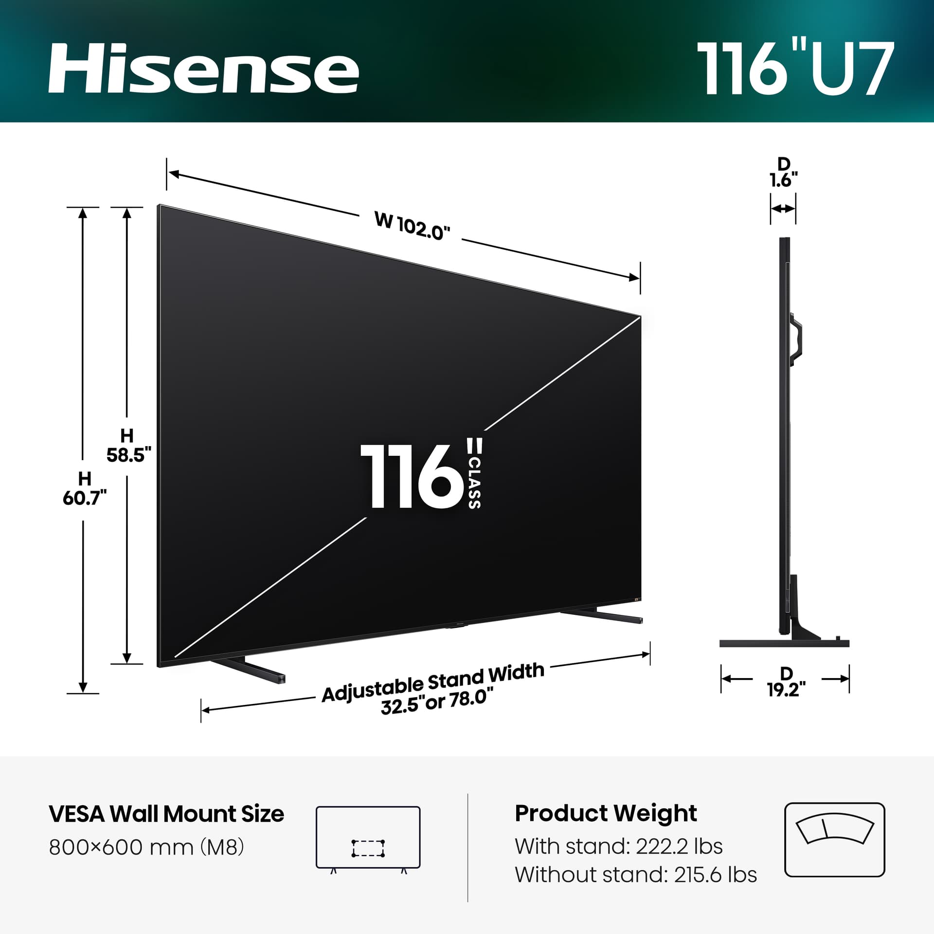 Hisense 116U7SG - view 1